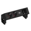 bachmann desk 2 stekkerdoos met tafelklem 2x 220v 1 leeg zwart ral 9005