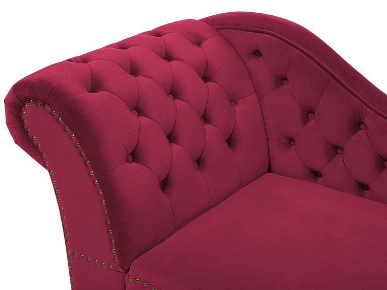 Chaise longue - Bordeauxrood - Linkszijdig - Fluweel - Afbeelding 3