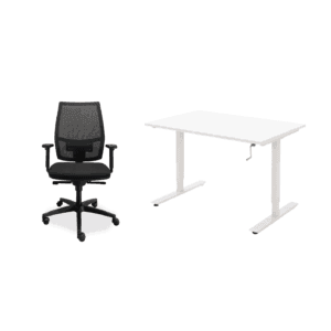 Complete thuiswerkplek - Basic zit sta bureau met slinger + Mira mesh bureaustoel - Nieuw