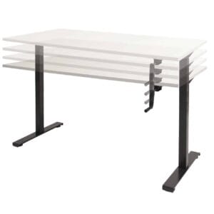 Schaffenburg Dextro - Zit Sta bureau met slinger - 140 x 80 cm - Wit - Zwart onderstel - Nieuw