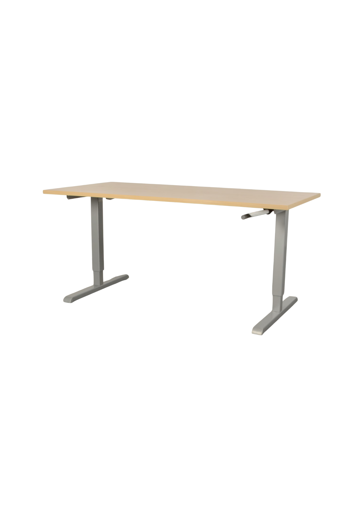 Actiforce Zit-sta bureau - Verstelbaar met slinger - 140 x 80 cm - Grijs- Eiken blad - Refurbished